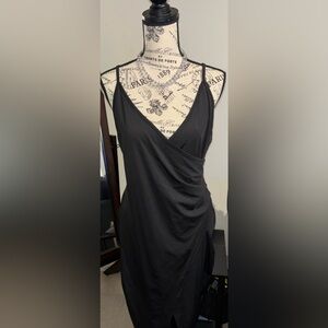 Women's Black Wrap Slip Dress - Size XL